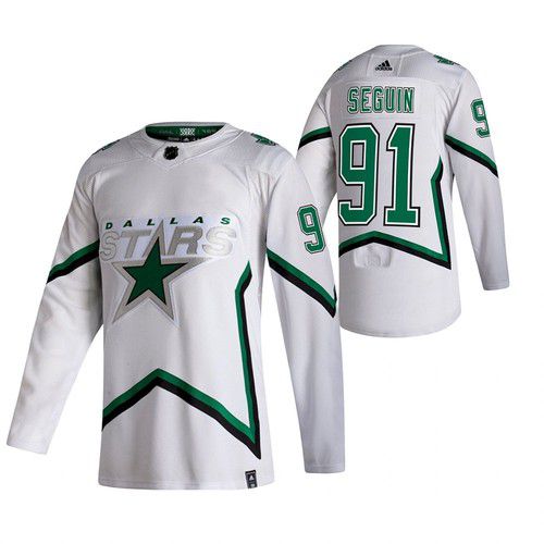 Men Dallas Stars #91 Seguin White NHL 2021 Reverse Retro jersey->dallas stars->NHL Jersey